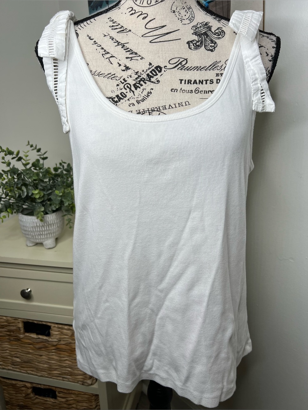 Loft Ribbed Tank Top with Eyelet Bows